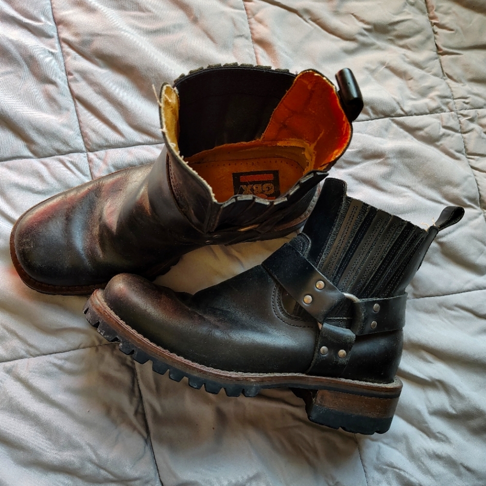 VTG Vintage Y2K Genuine Leather GBX Motorcycle Chelsea Boot Goth Industrial